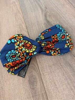 Zara Multicolor Patterned Bow Headband - Blue
